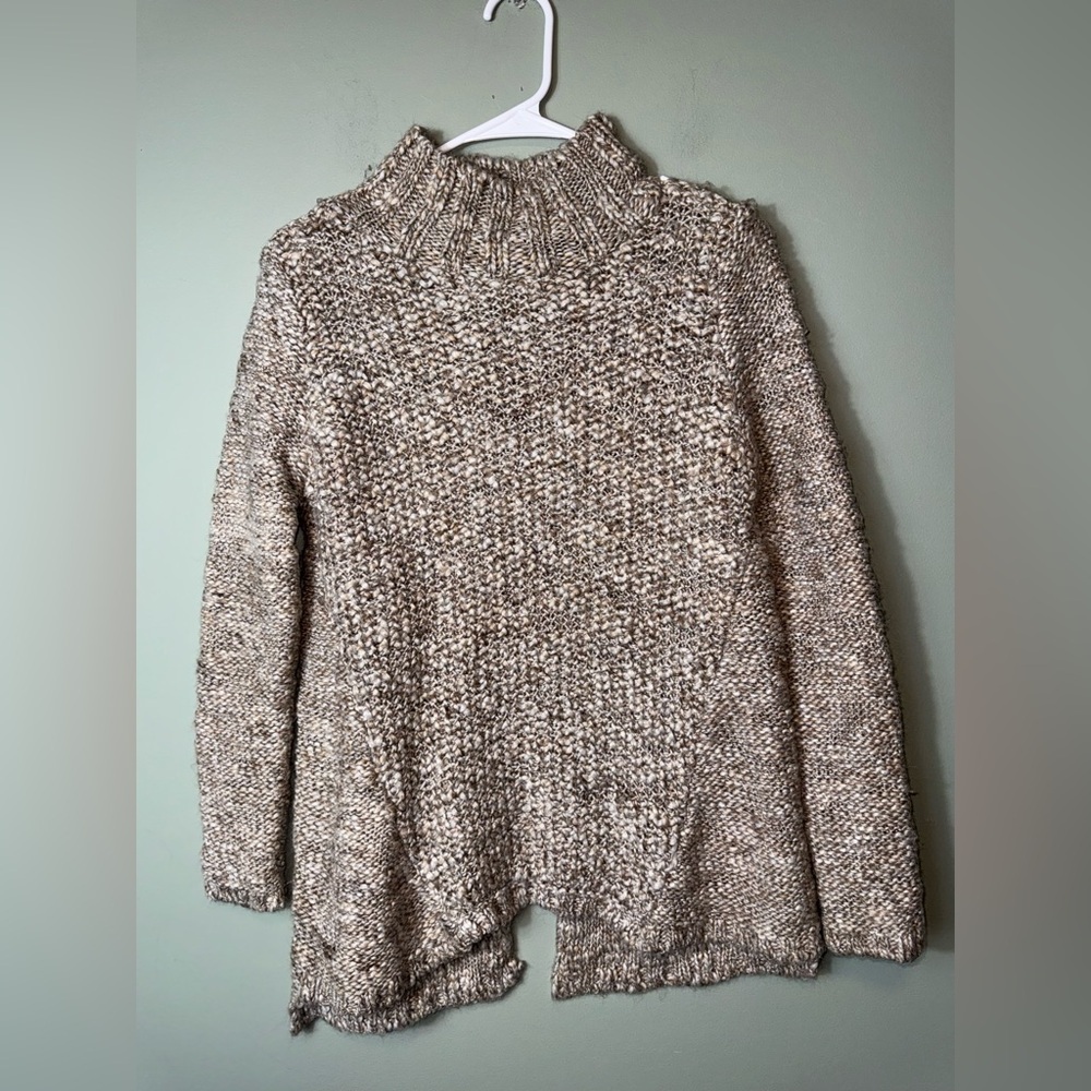 Zara Knit Women’s‎ Sweater Mock Neck Brown Split on Backside Size Medium